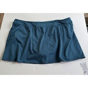 Lands' End Swim Skirt Skort Lined Bottom Plus 24W Teal Stretch Bathing Suit New